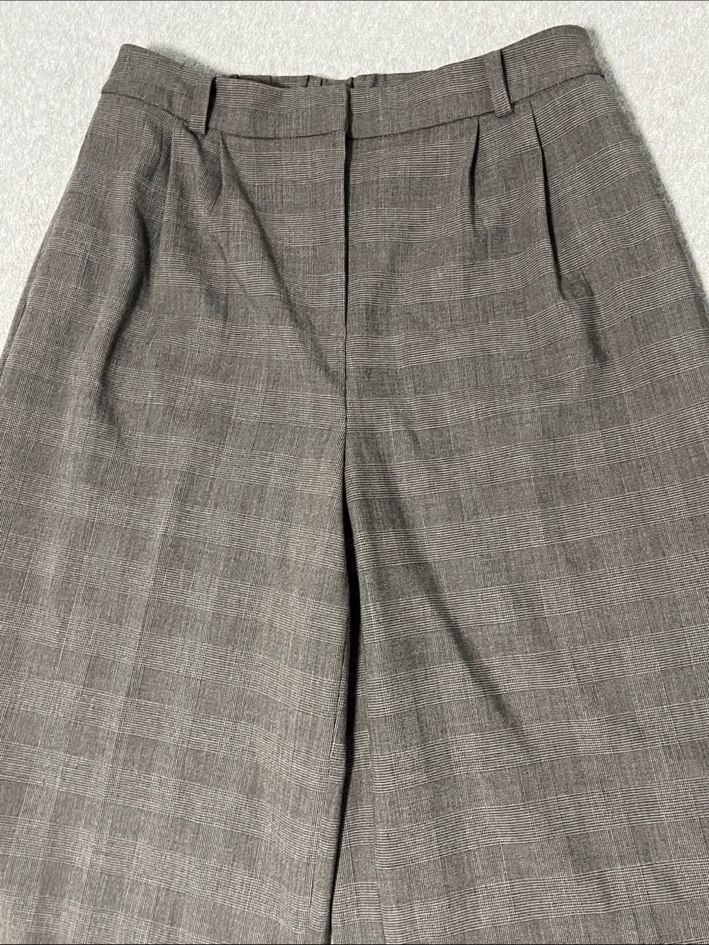 Open Edit Wide Leg Trouser Pants Size 12 Pleated Plaid High Rise Office Career - Picture 2 of 11